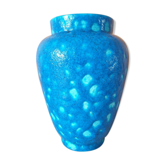 Raoul Lachenal (1885–1956) - Turquoise blue enamelled cracked ceramic vase