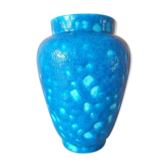 Vase en céramique craquelée émaillée bleu turquoise Raoul Lachenal (1885–1956)