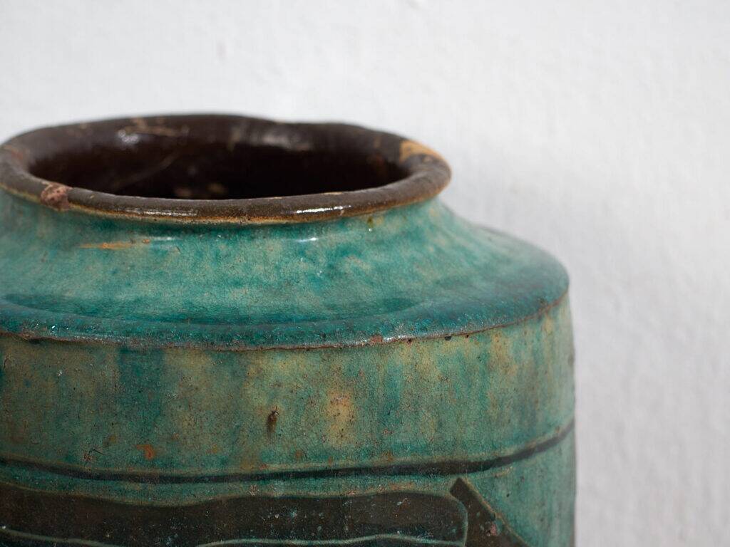 Ancient emerald green enamelled vase (circa 1820) #26