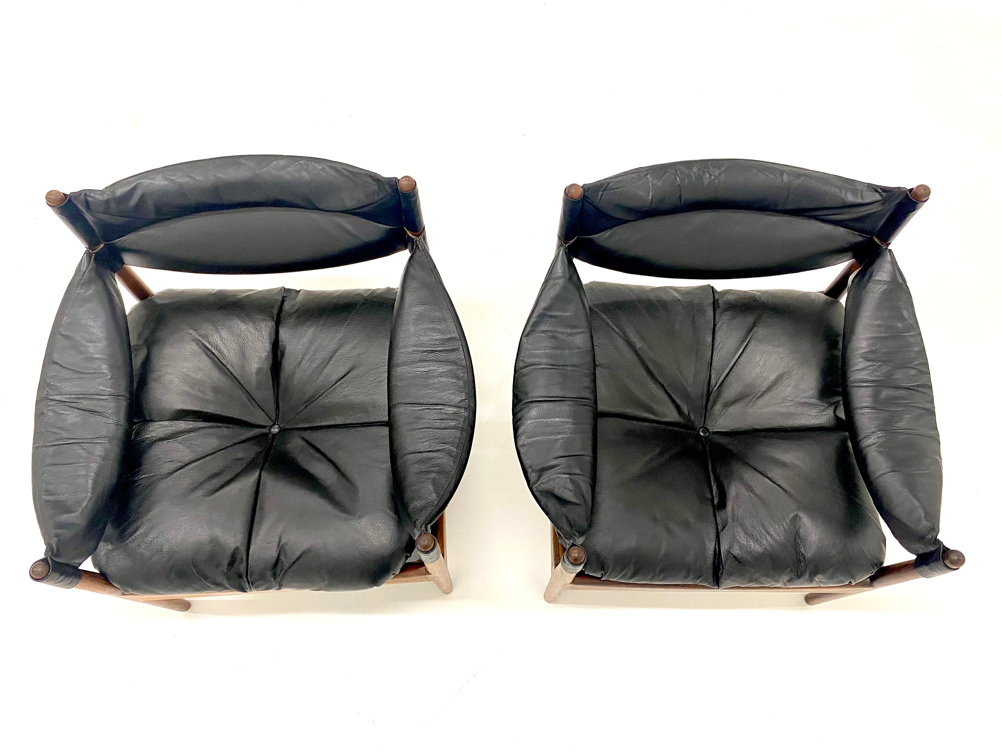 Pair of Modus armchairs in rosewood and leather, Kristian Solmer Vedel for Soren Willadsen 1960