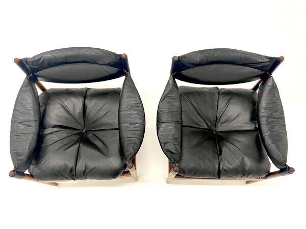 paire De fauteuils Modus En Palissandre Et cuir, Kristian Solmer Vedel Pour Soren Willadsen 1960