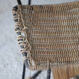 Vintage Raoul Guys set 1 table 4 rattan and metal stools Airborne