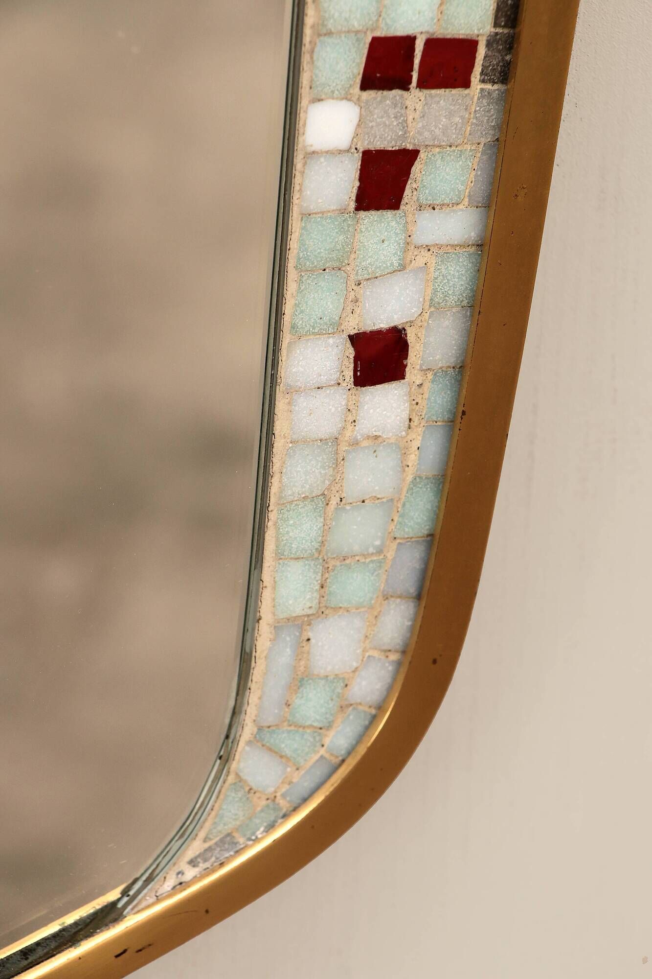 Vintage asymmetrical mirror with mosaic germany 1950