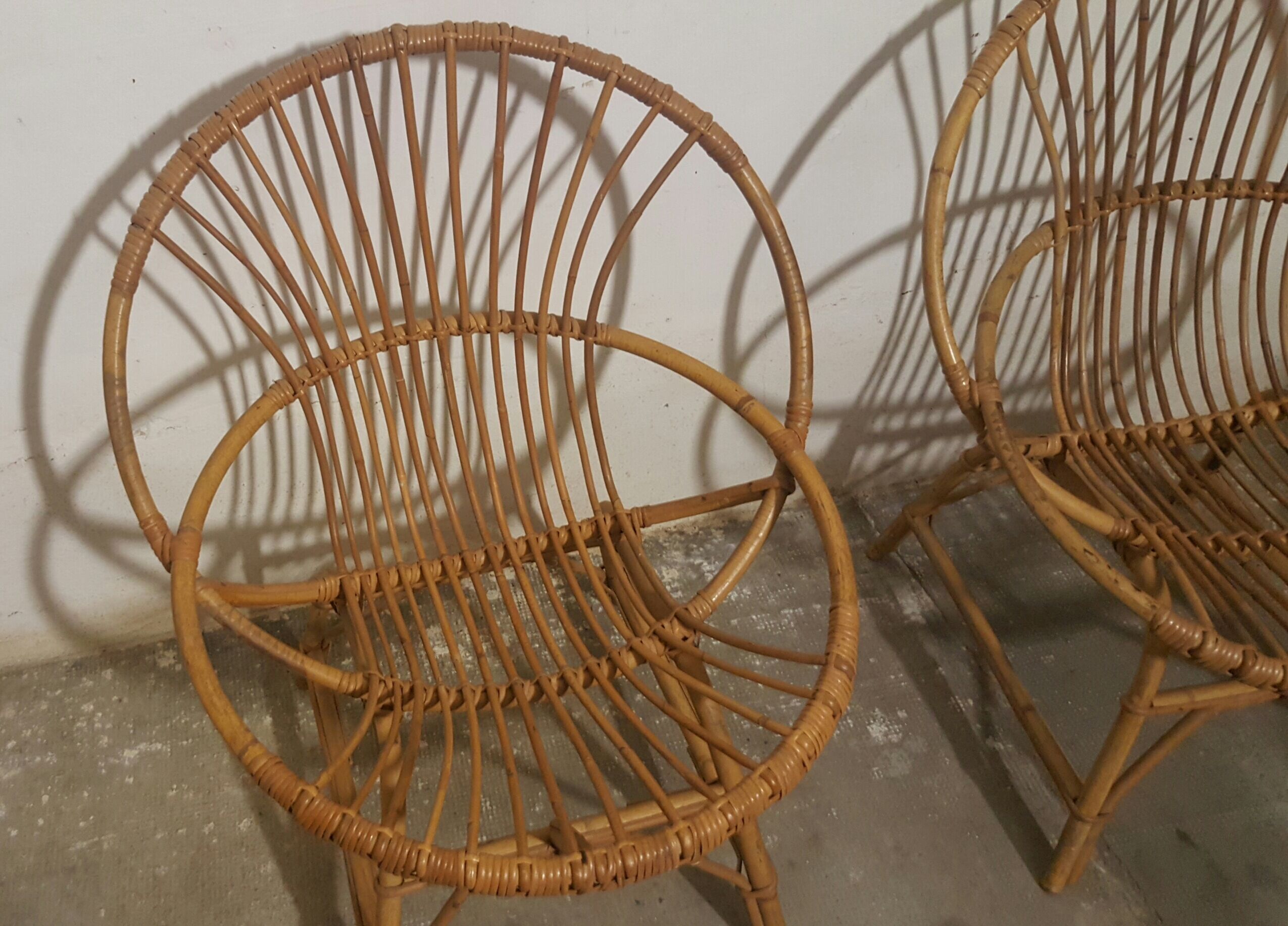 Rattan armchairs