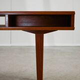 1950s Danish Teak Coffee Table with Drawers and Pull-Out Tray