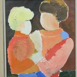 Hans Osswald (1919-1983), Swedish Figurative Abstract Painting, 1960s, Oil on Canvas