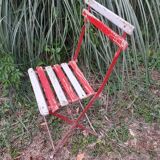 Wooden garden chair metal structure