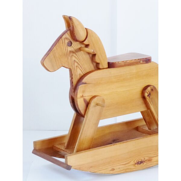 Superb horse rocking in 1970-1980 vintage seventies French rocking horse  pine | Selency