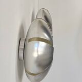 Pair of vintage wall lights, brushed aluminium, France, 1970.