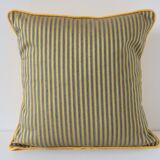 Yellow and gray striped square cushion
