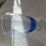 8 vintage blue bubble blown glass walking glasses