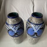 Pair of Papillon vases by Louis Dage art deco