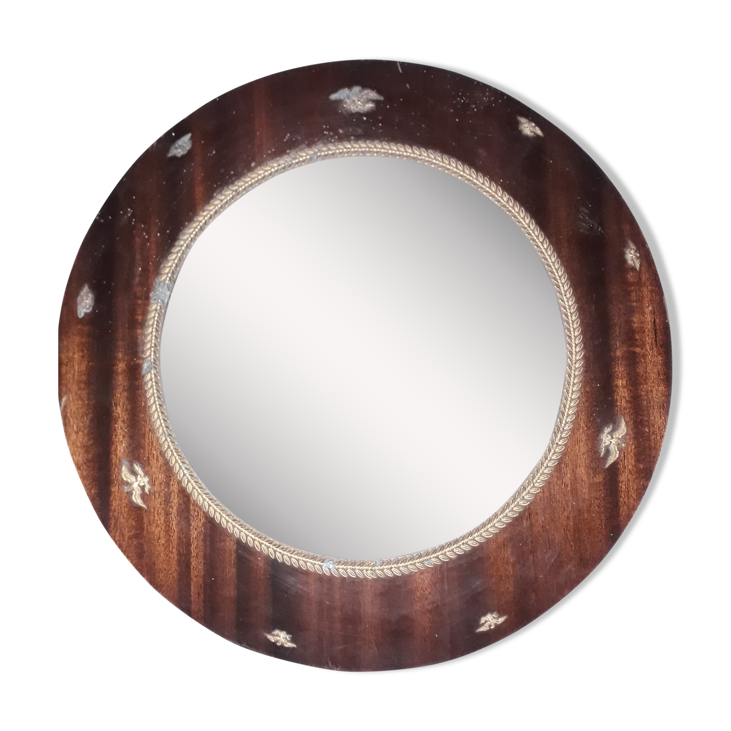 Miroir sorcière bombé en acajou 45x45cm
