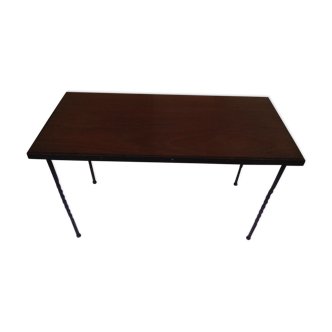 Coffee table wrought iron legs wooden top 77 x 38 cm