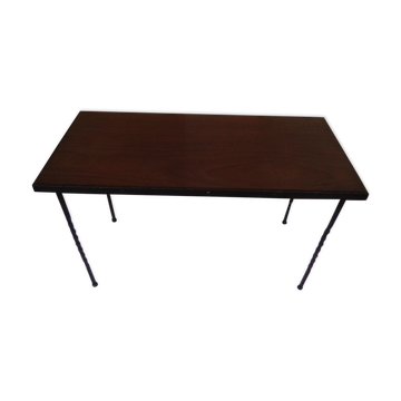 Coffee table wrought iron legs wooden top 77 x 38 cm