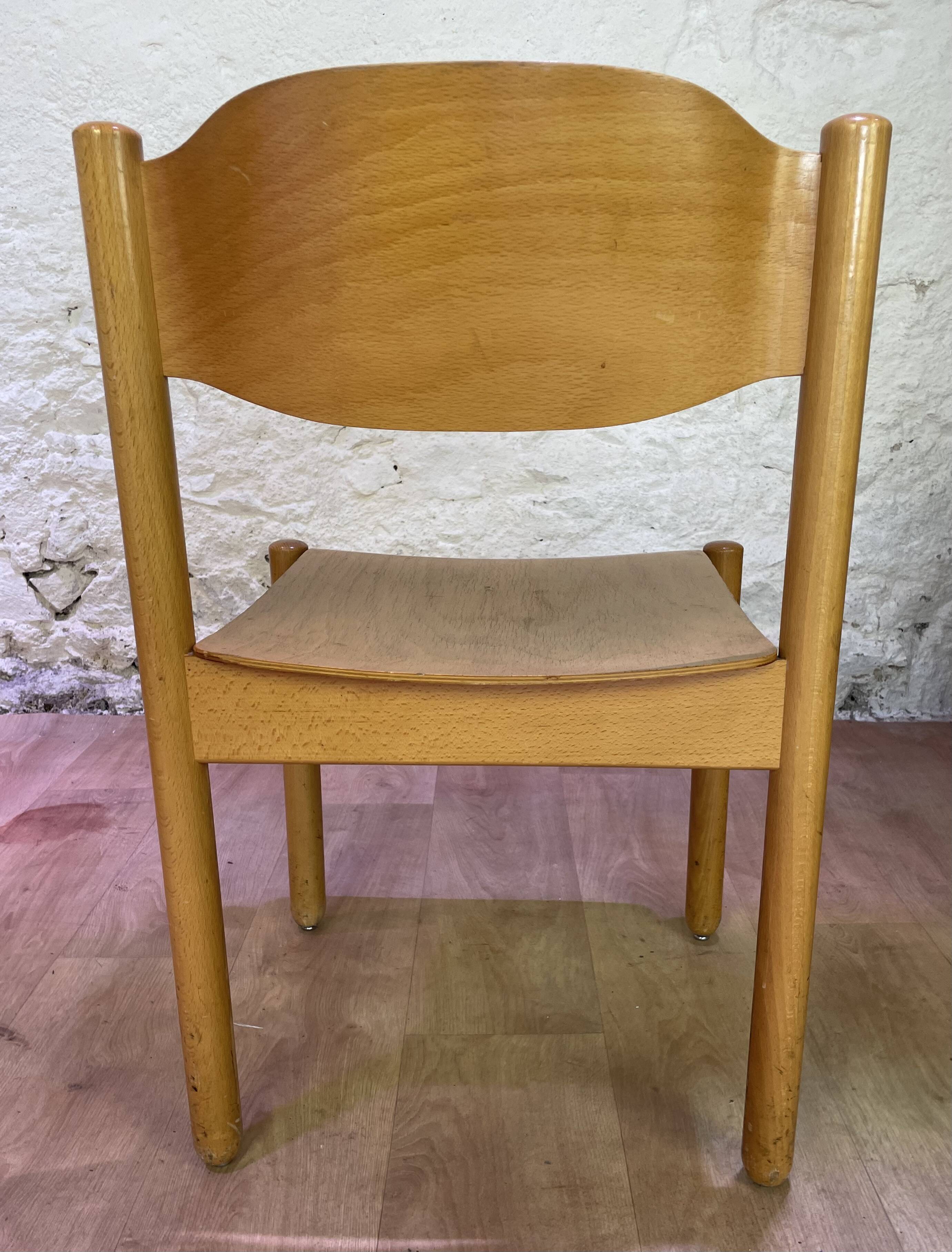 Set of 6 stackable vintage wooden chairs