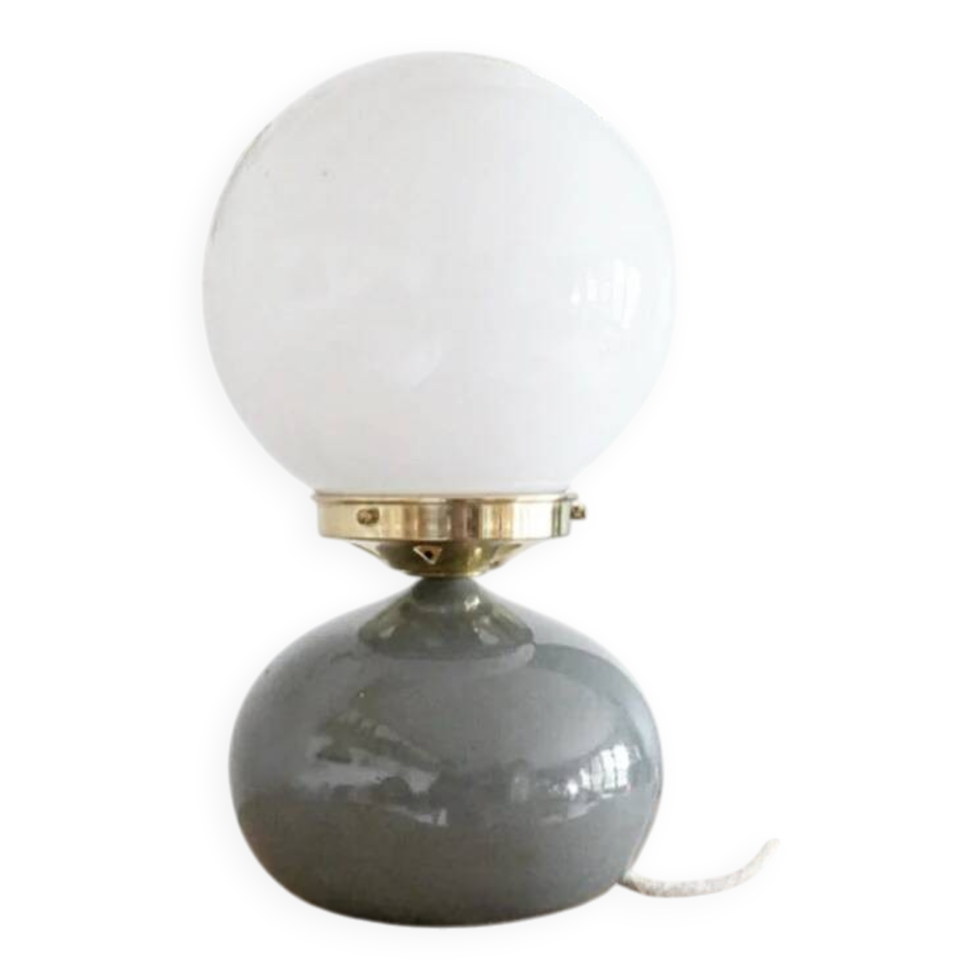 Grey ceramic lamp & opaline
