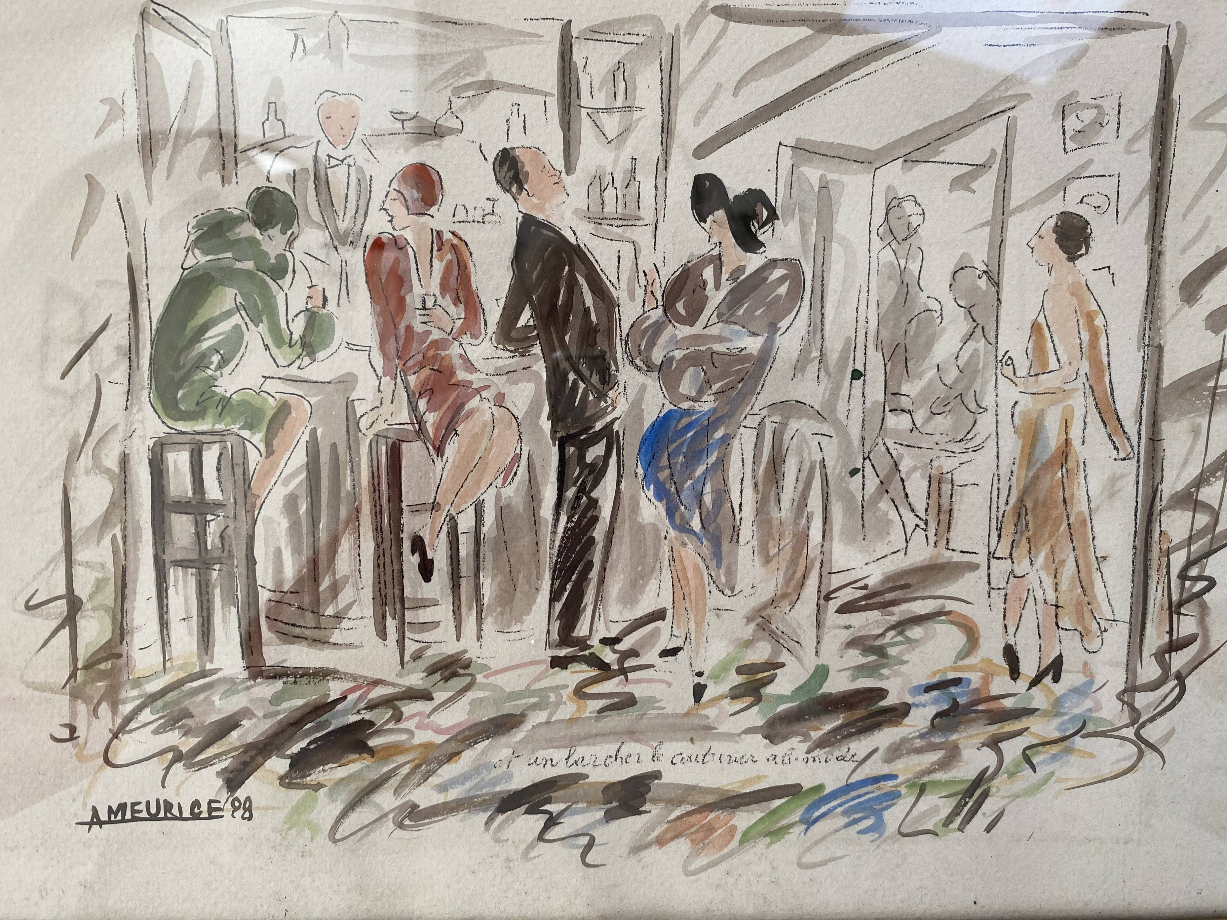 Watercolor haute couture 1928 André Meurice