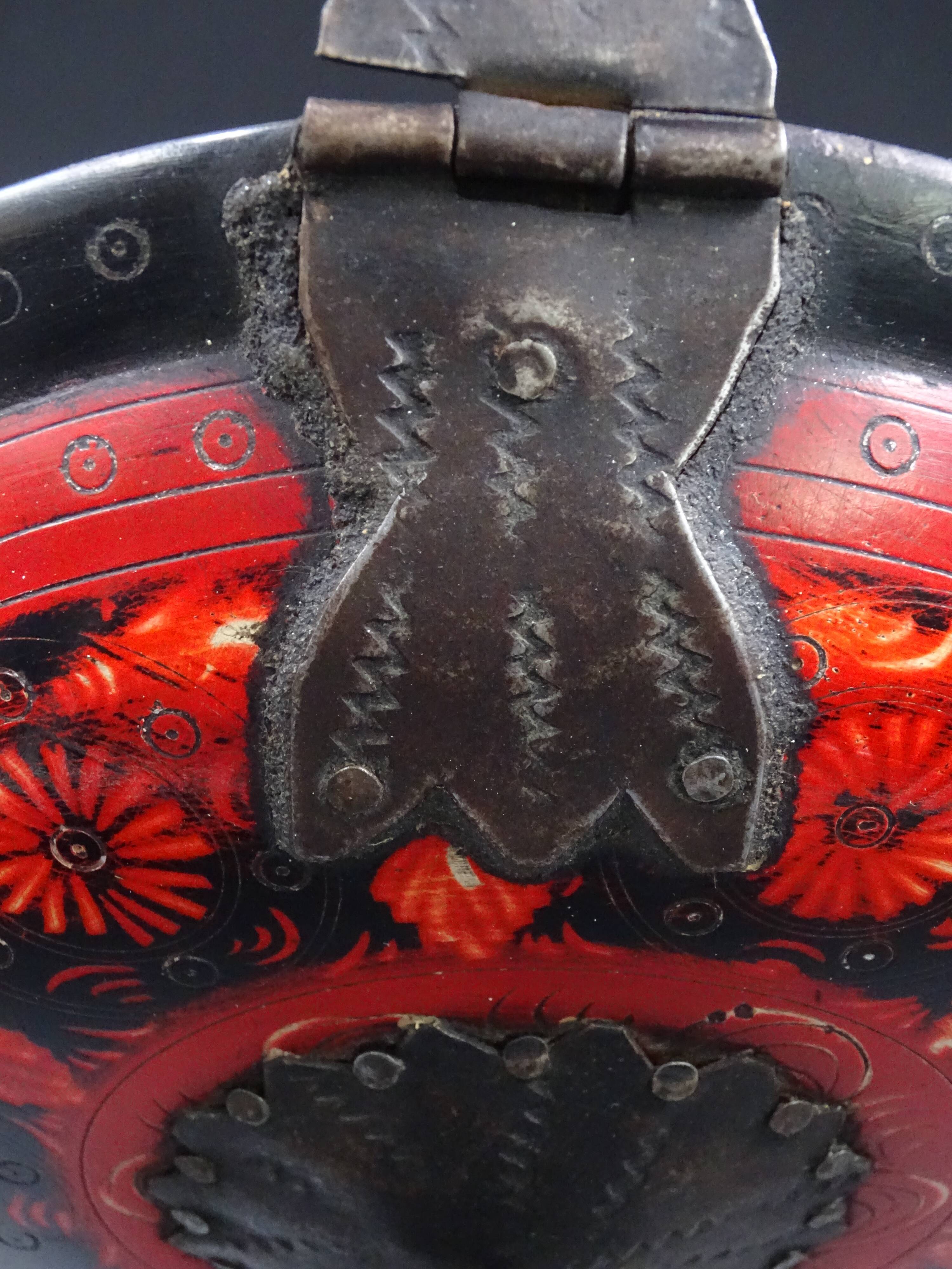 Wooden chapati box and fittings from India