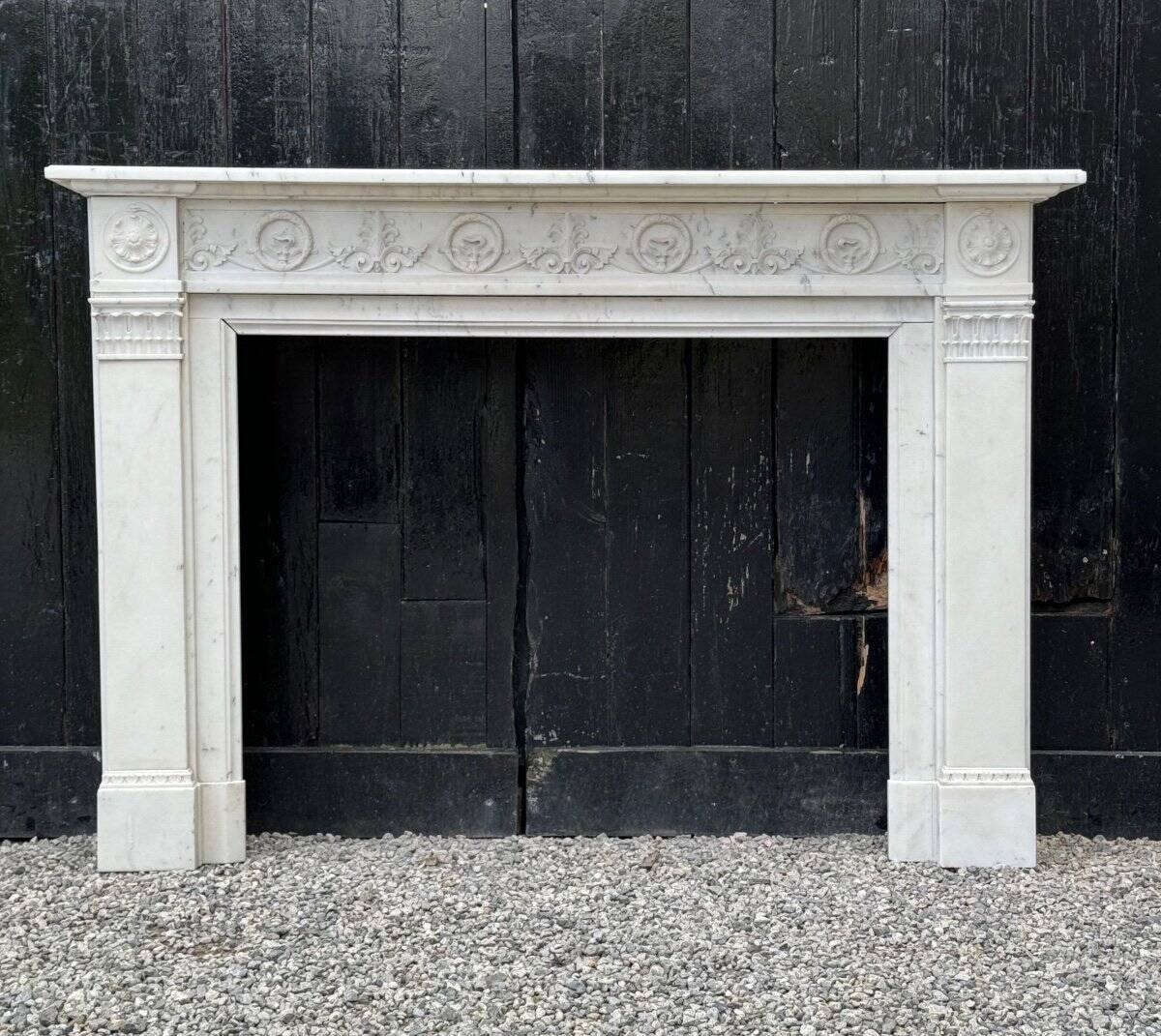 Louis XVI Style Fireplace In Carrara Marble Circa 1880