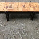 Vintage ceramic coffee table decorated with herbarium decoration Roger Capron