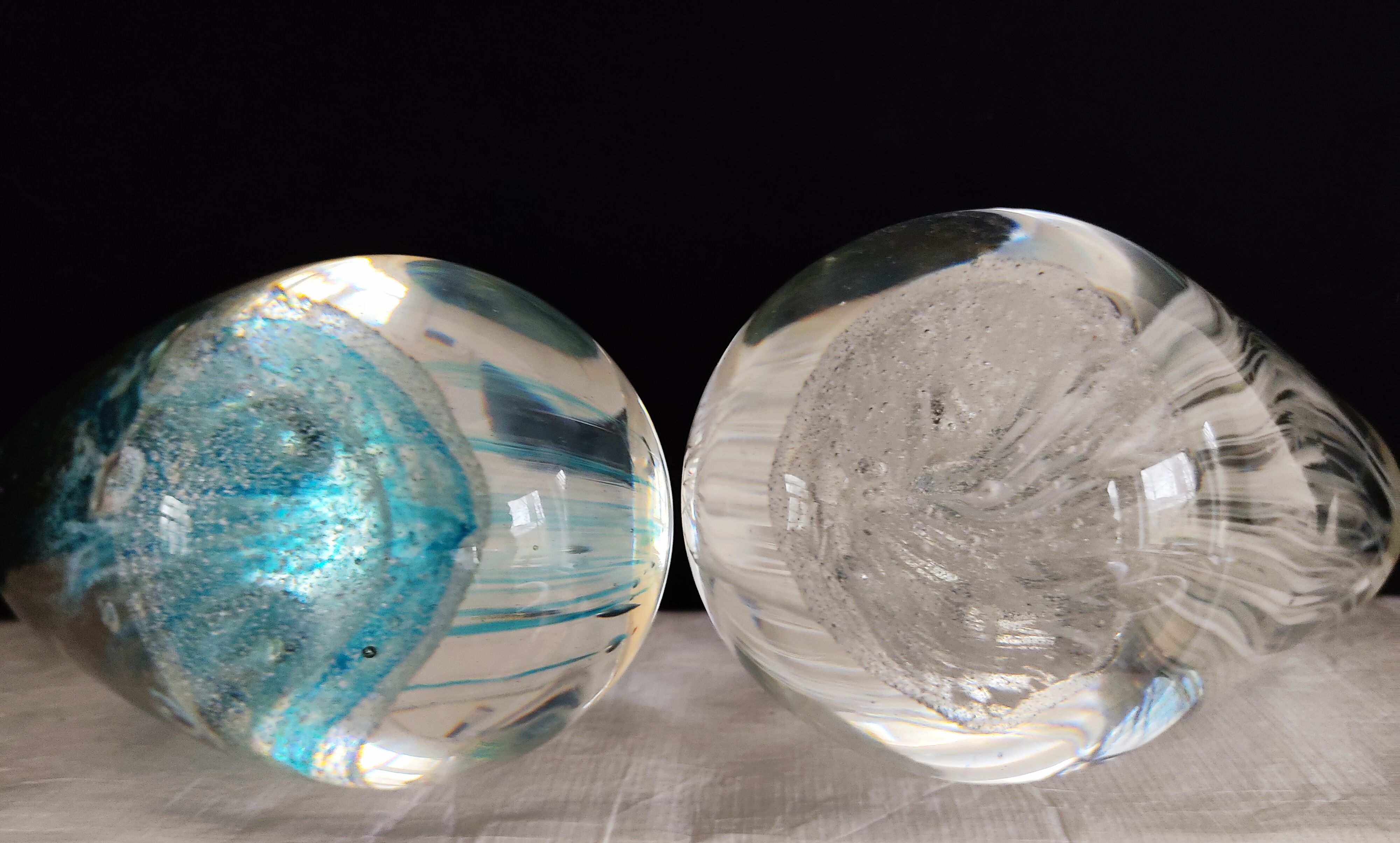Set of two paperweights vintage jellyfish sulphide