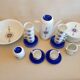 Coffee service and dessert in vintage porcelain 70s Bareuther blue décor
