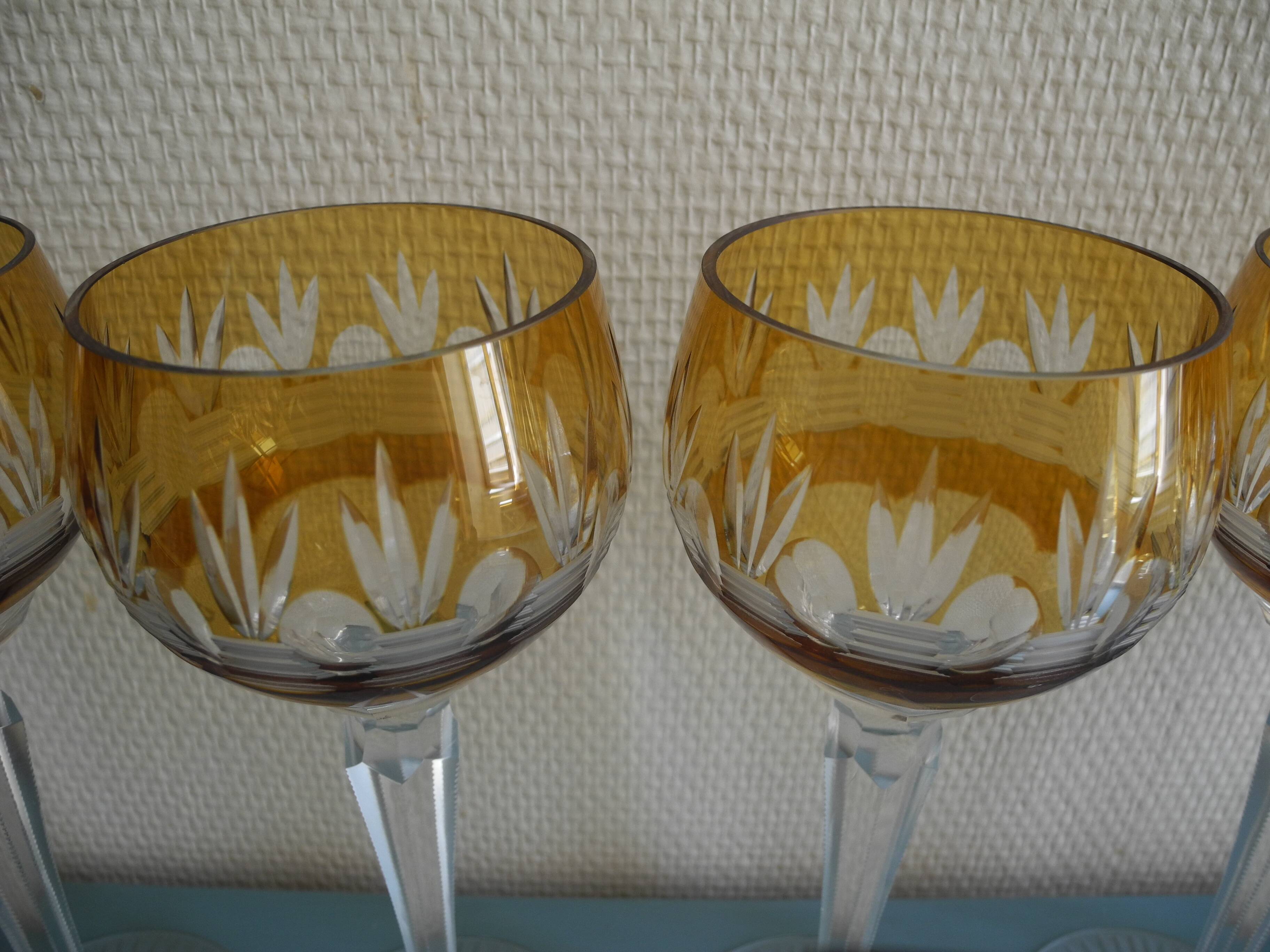 Set of 6 cut crystal wine glasses vintage crystal wine glasses