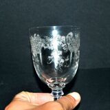 Saint-Louis set of 6 antique glasses with acid-etched rocaille and flower decoration 1920-30