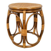 Round Bentwood and Rattan Webbing Stool, 1970s