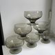 Set of 6 art deco design champagne glasses in smoked glass 30s-40s