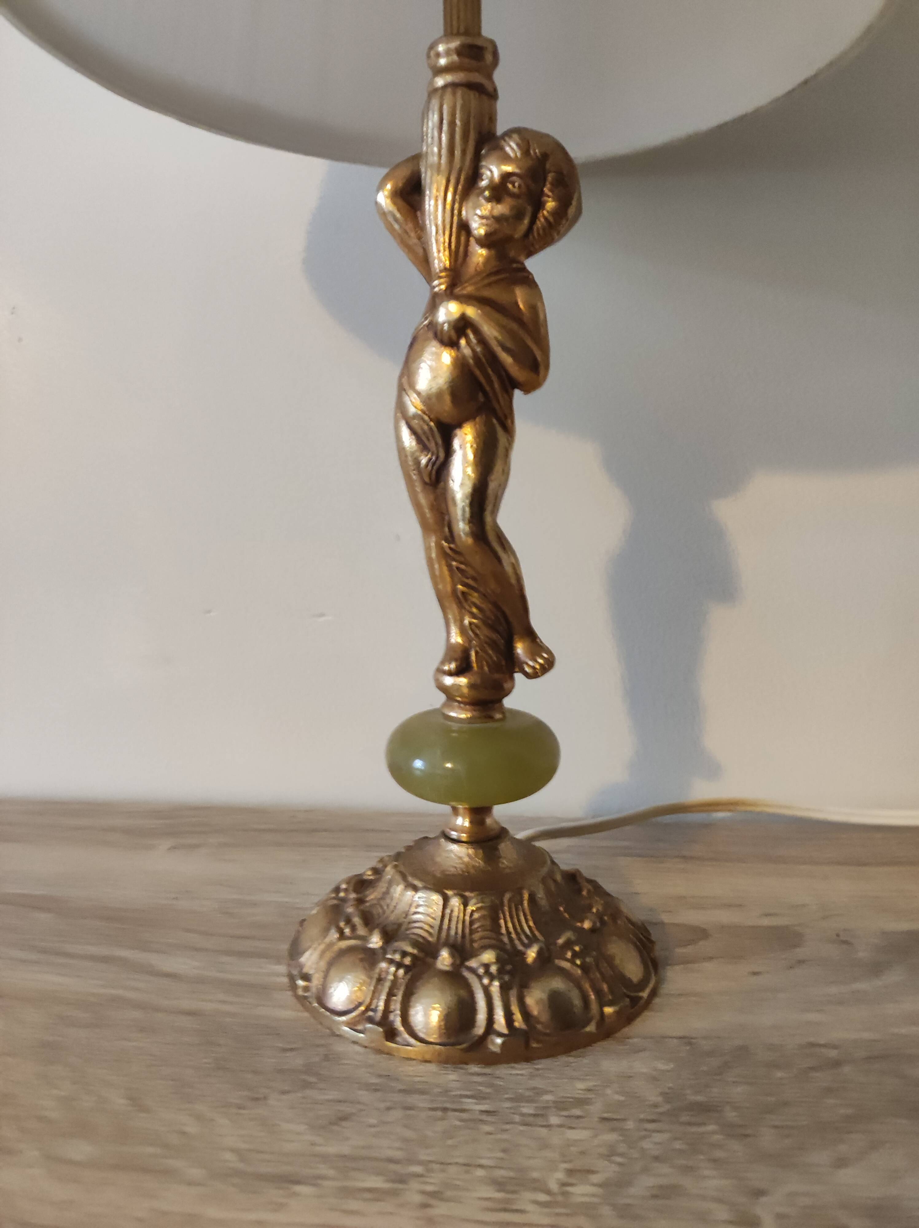 Lamp foot bronze angel cherub