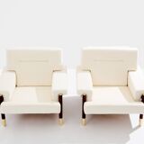 Paire de fauteuils de Carlo De Carlo palissandre cuir laiton 1966