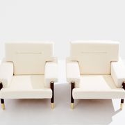 Pair of armchairs by Carlo De Carlo, rosewood, leather, brass, 1966