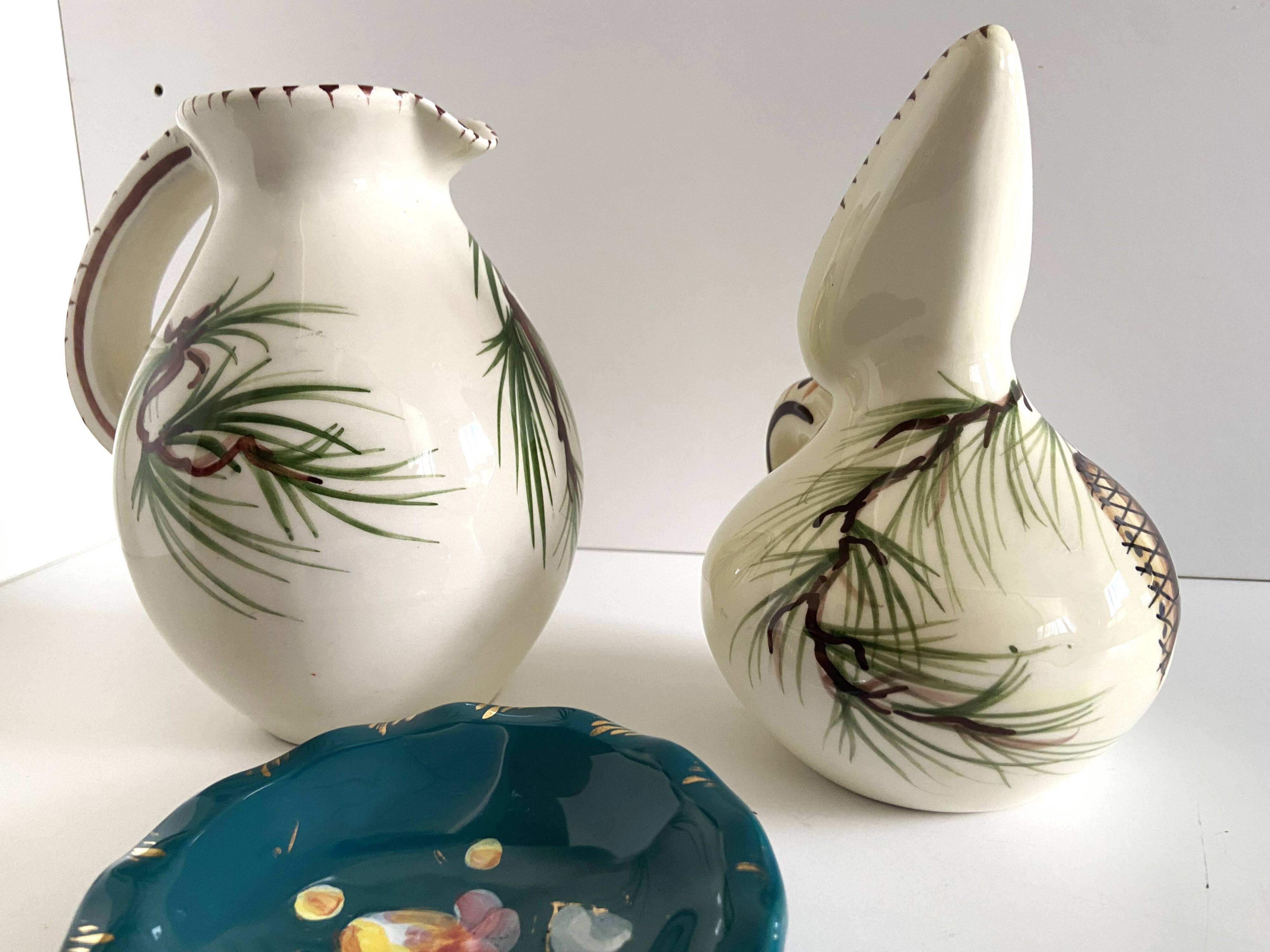 Marseille ceramic lot "alamar" pitcher jug pourer + ashtray pocket emptyer