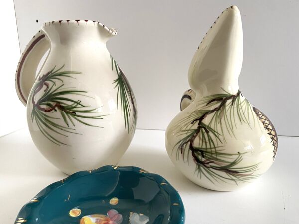 Lot céramique de marseille ''alamar'' pichet cruche verseuse + vide-poche cendrier