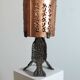 Vintage Mid Century hand forged all metal brutalist table lamp