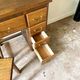 Desk 5 drawers and stool in dark ☐ wood 72 x 40 cm