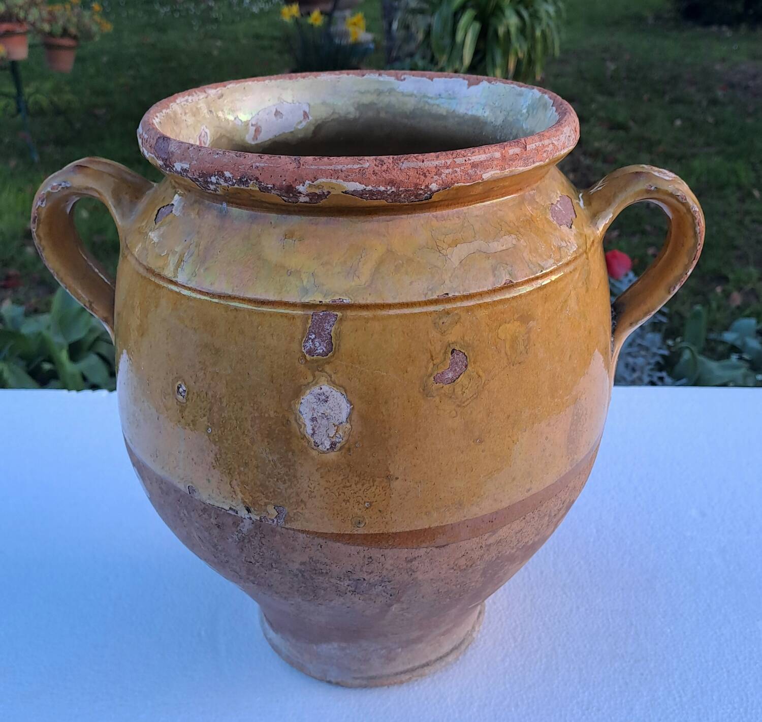 Yellow glazed grease pot 19th century South-West