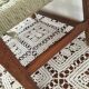 Stool or bench in wood and rope braided Bohemian style