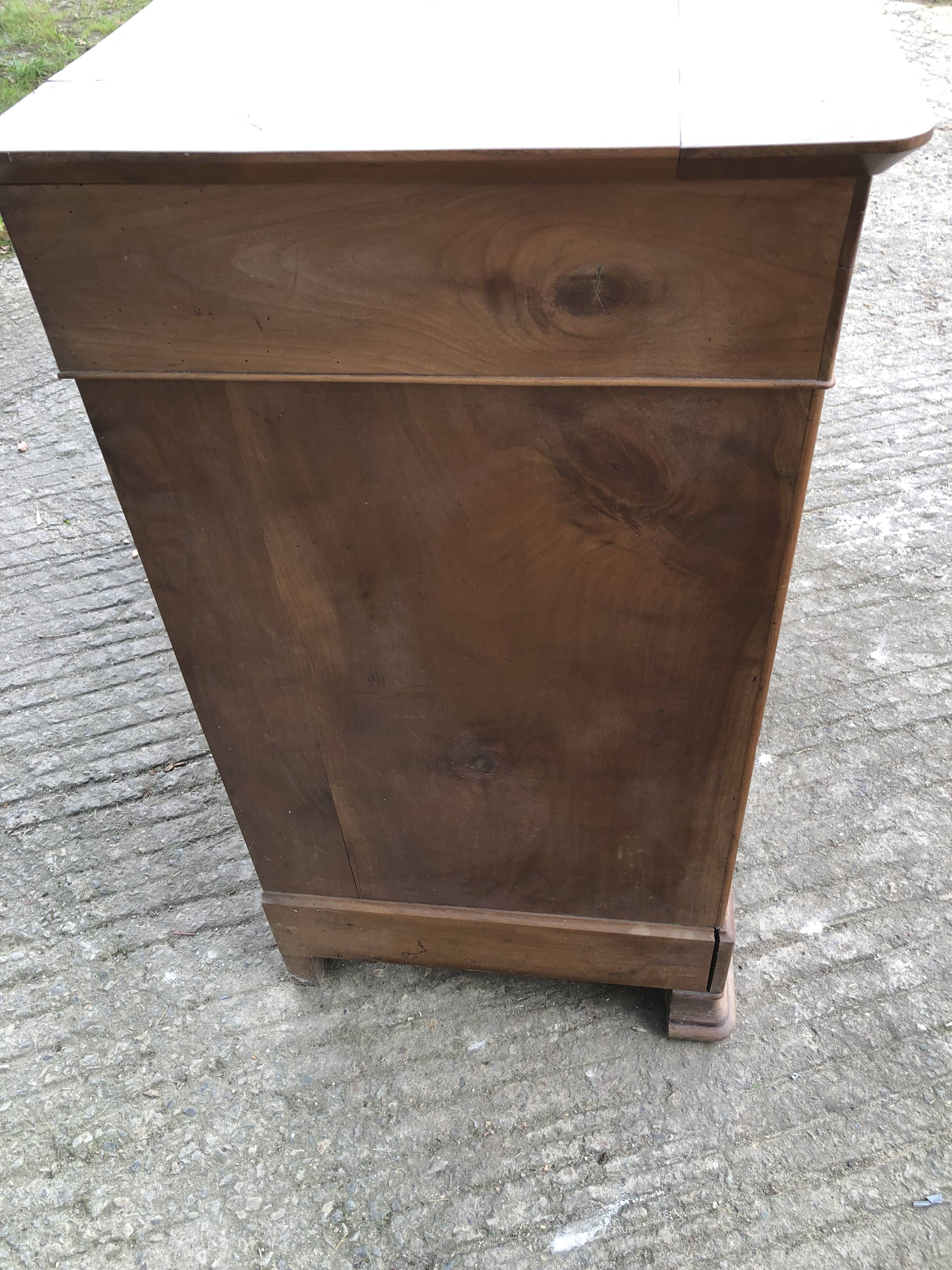Antique low sideboard in solid cherry wood with 2 doors and 3 drawers