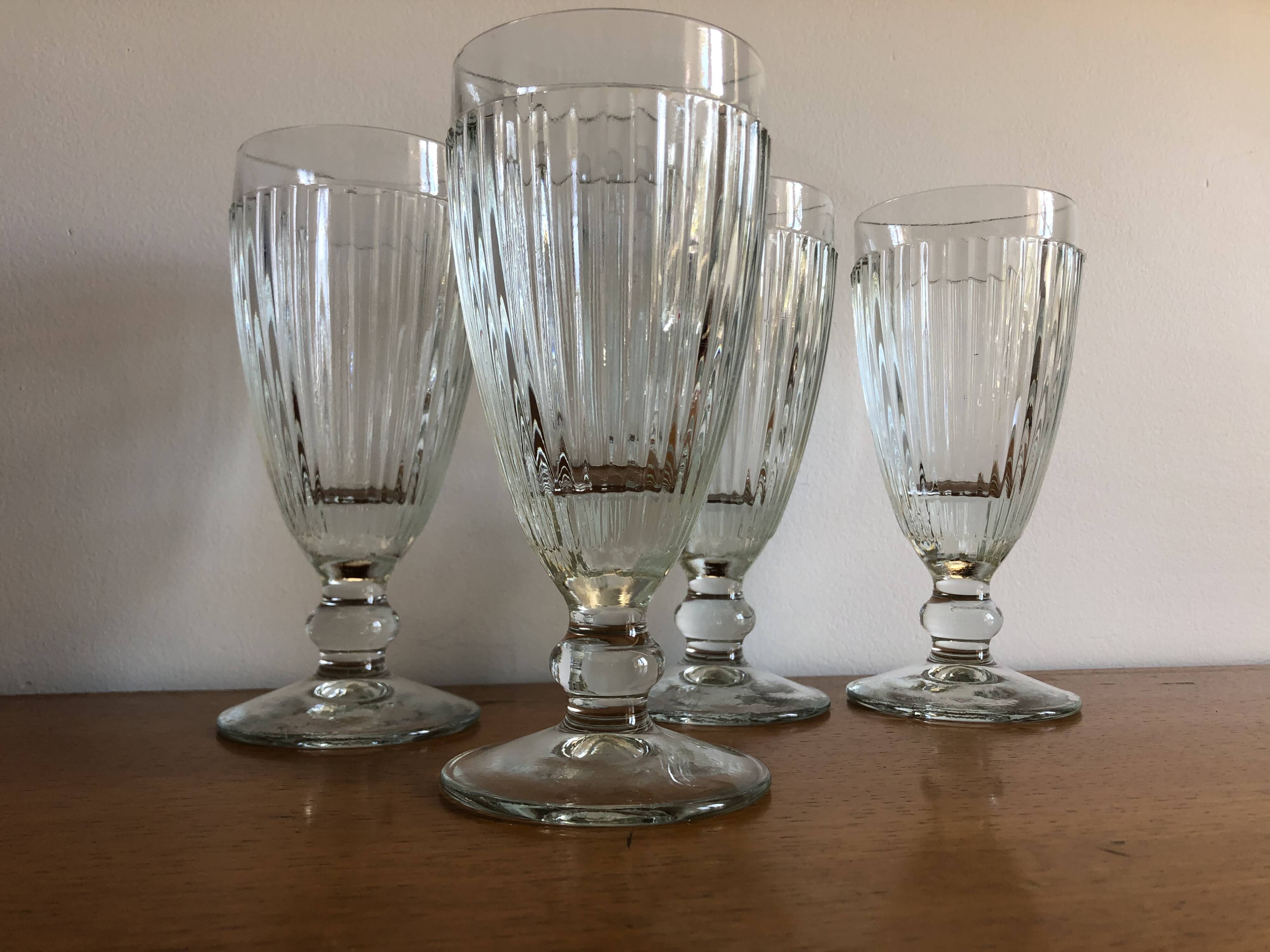 4 bistrot ice cream cups thick glass vintage