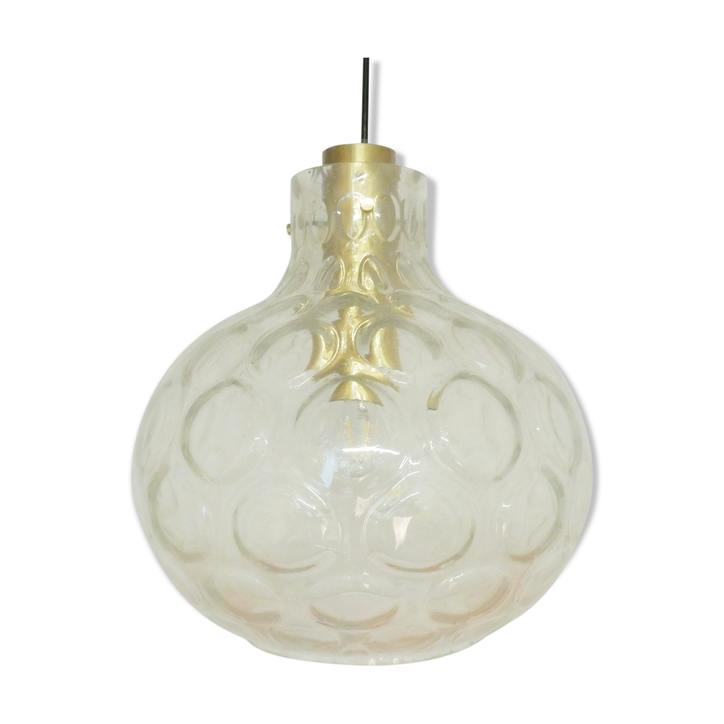 Vintage thick glass suspension by Glashette Limburg 1960s