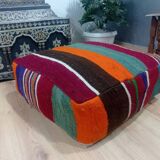 Handmade Berber pouf in wool 60 X 60 X 20 CM