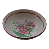 Round salad bowl St Clément France - Rooster decoration and flowery basket