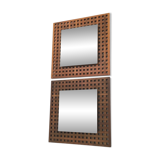 Pair of Square Walnut Mirrors Produced by Sant'Ambrogio e Deberti, Italy