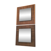 Paire de miroirs carrés en noyer, fabriqués par Sant'Ambrogio e Deberti, Italie