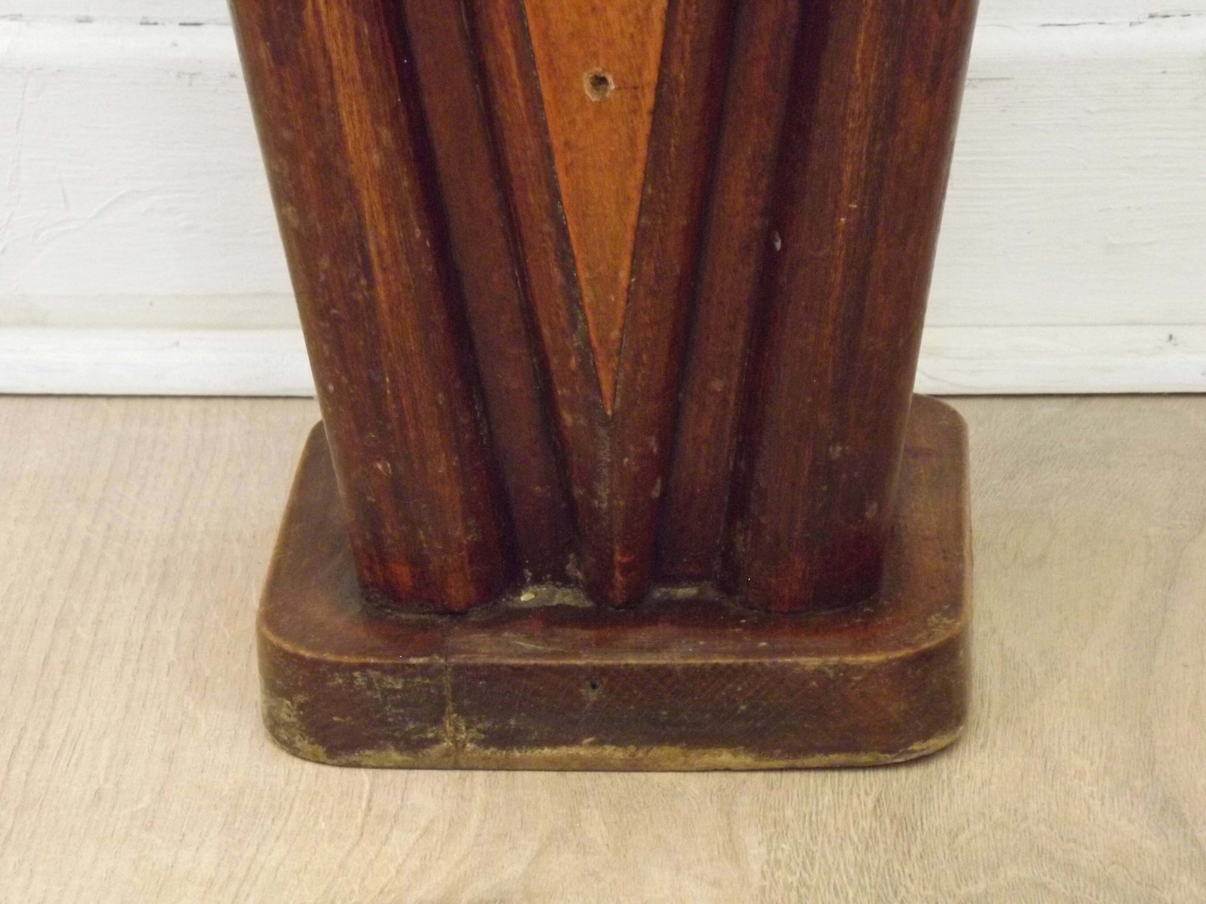 French antique oak tin-lined hand-carved umbrella stand with flower decoration.