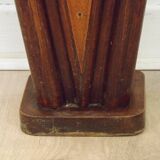 French antique oak tin-lined hand-carved umbrella stand with flower decoration.