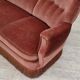 1970s, 3-seater Danish curved sofa, pink furniture velour.
